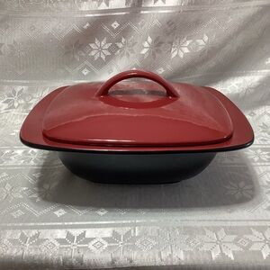 Corningware Vintage Ryku Casserole Wine Red Stoneware, 2 Qt